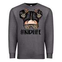 Charcoal Heather kid life leopard messy bun Premium Sweatshirt - texasbilliewilder