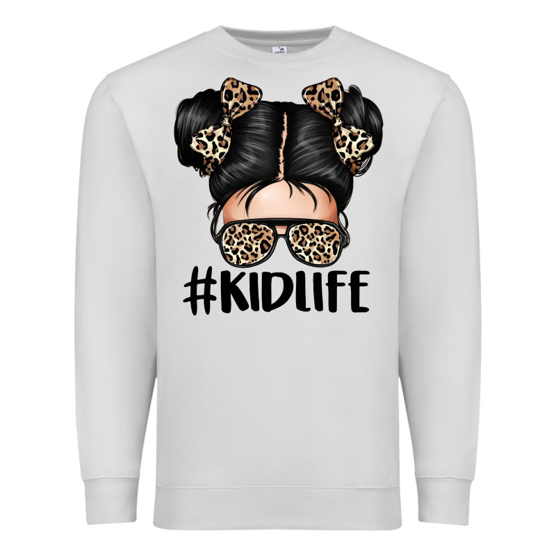 Kid Life Leopard Messy Bun Premium Sweatshirt by texasbilliewilder | Teevron