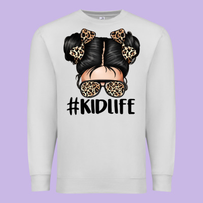 Kid Life Leopard Messy Bun Premium Sweatshirt Designed By Texasbilliewilder