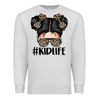 Dove Grey kid life leopard messy bun Premium Sweatshirt - texasbilliewilder