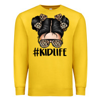Lemon kid life leopard messy bun Premium Sweatshirt - texasbilliewilder