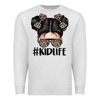 Oatmeal Heather kid life leopard messy bun Premium Sweatshirt - texasbilliewilder