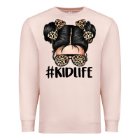 Pale Pink kid life leopard messy bun Premium Sweatshirt - texasbilliewilder