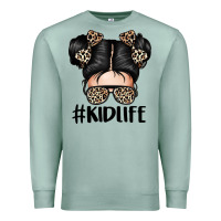 Seafoam kid life leopard messy bun Premium Sweatshirt - texasbilliewilder