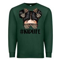 Sports Green kid life leopard messy bun Premium Sweatshirt - texasbilliewilder