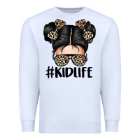 White kid life leopard messy bun Premium Sweatshirt - texasbilliewilder