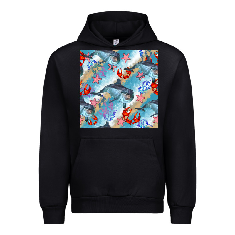 Dolphin And Crab Seamless Pattern Urban Hoodie by BundleAndBundleShop | Teevron