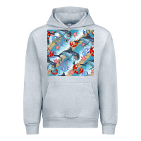 Heather Grey dolphin and crab seamless pattern Urban Hoodie - BundleAndBundleShop