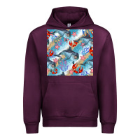 Mauve Wine dolphin and crab seamless pattern Urban Hoodie - BundleAndBundleShop
