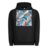 Pigment Black dolphin and crab seamless pattern Urban Hoodie - BundleAndBundleShop