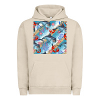 Pigment French Oak dolphin and crab seamless pattern Urban Hoodie - BundleAndBundleShop
