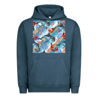 Pigment Midnight Navy dolphin and crab seamless pattern Urban Hoodie - BundleAndBundleShop
