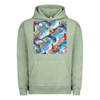 Pigment Oil Green dolphin and crab seamless pattern Urban Hoodie - BundleAndBundleShop
