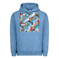 Pigment Pebble Blue dolphin and crab seamless pattern Urban Hoodie - BundleAndBundleShop
