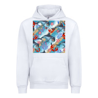 White dolphin and crab seamless pattern Urban Hoodie - BundleAndBundleShop