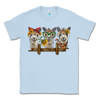 Dusty Blue 3 alpacas Classic Tee - BarkalooDesign