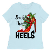 Baby Blue deck the heels Christmas Ladies Tee - BarkalooDesign