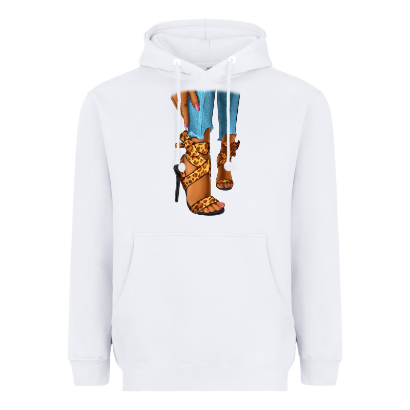 Leopard Heels Black Fashion Girl Heavyweight Hoodie by RanaPortraitStore | Teevron
