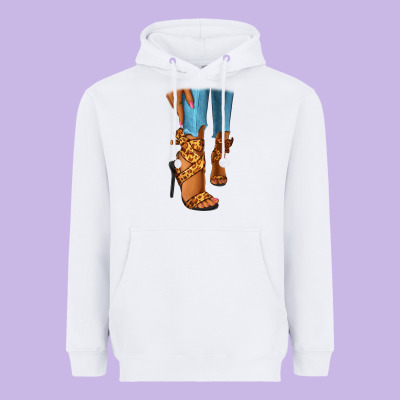 Heavyweight Hoodie Leopard heels black fashion girl