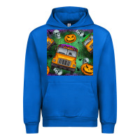 Cobalt halloween bus and pumpkin seamless pattern Urban Hoodie - BundleAndBundleShop