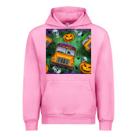 Fuchsia Pink halloween bus and pumpkin seamless pattern Urban Hoodie - BundleAndBundleShop