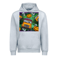 Heather Grey halloween bus and pumpkin seamless pattern Urban Hoodie - BundleAndBundleShop