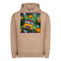 Pigment Burro halloween bus and pumpkin seamless pattern Urban Hoodie - BundleAndBundleShop