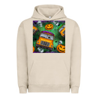 Pigment French Oak halloween bus and pumpkin seamless pattern Urban Hoodie - BundleAndBundleShop