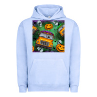 Pigment Grape Ice halloween bus and pumpkin seamless pattern Urban Hoodie - BundleAndBundleShop
