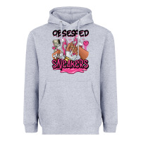 Heather Grey Obsessed with sneakers pink afro woman Heavyweight Hoodie - RanaPortraitStore