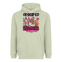 Matcha Obsessed with sneakers pink afro woman Heavyweight Hoodie - RanaPortraitStore