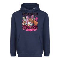 Navy Obsessed with sneakers pink afro woman Heavyweight Hoodie - RanaPortraitStore