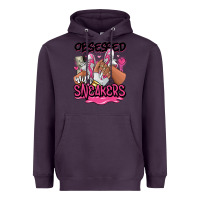 Plum Obsessed with sneakers pink afro woman Heavyweight Hoodie - RanaPortraitStore