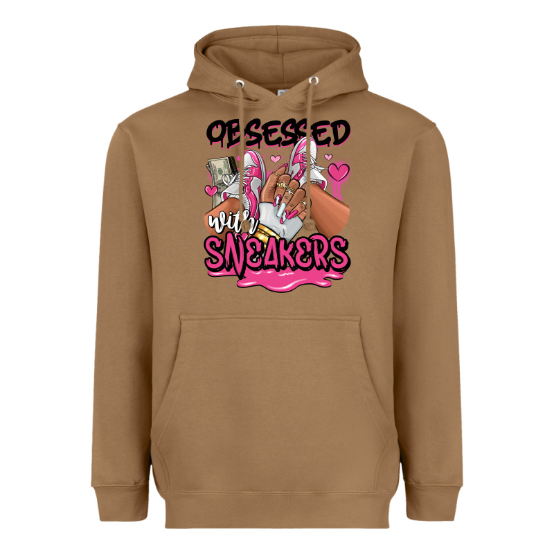 Obsessed With Sneakers Pink Afro Woman Heavyweight Hoodie by RanaPortraitStore | Teevron