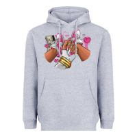 Heather Grey Pink and white sneaker girl Heavyweight Hoodie - RanaPortraitStore