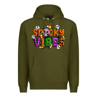 Army Green Spooky vibes Premium Hoodie - Artiststas