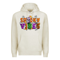 Oatmeal Heather Spooky vibes Premium Hoodie - Artiststas