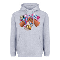 Heather Grey Pink and blue sneaker girl Heavyweight Hoodie - RanaPortraitStore