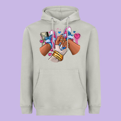 Heavyweight Hoodie Pink and blue sneaker girl