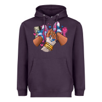 Plum Pink and blue sneaker girl Heavyweight Hoodie - RanaPortraitStore