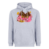 Heather Grey Pink afro nails Heavyweight Hoodie - RanaPortraitStore
