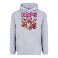 Heather Grey Pink and white sneaker girl Heavyweight Hoodie - RanaPortraitStore