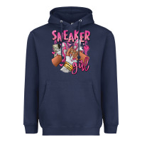 Navy Pink and white sneaker girl Heavyweight Hoodie - RanaPortraitStore