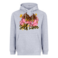 Heather Grey Self love pink afro nails Heavyweight Hoodie - RanaPortraitStore