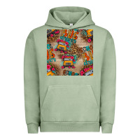 Pigment Oil Green school bus driver and flower seamless patterns Urban Hoodie - BundleAndBundleShop