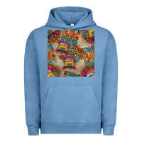 Pigment Pebble Blue school bus driver and flower seamless patterns Urban Hoodie - BundleAndBundleShop
