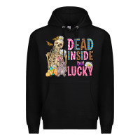 Black easter dead inside but lucky  with skeleton Premium Hoodie - AdoDesignShop
