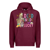 Burgundy easter dead inside but lucky  with skeleton Premium Hoodie - AdoDesignShop
