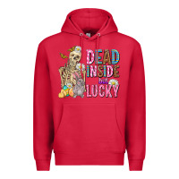 Cardinal easter dead inside but lucky  with skeleton Premium Hoodie - AdoDesignShop