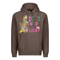 Coffee easter dead inside but lucky  with skeleton Premium Hoodie - AdoDesignShop